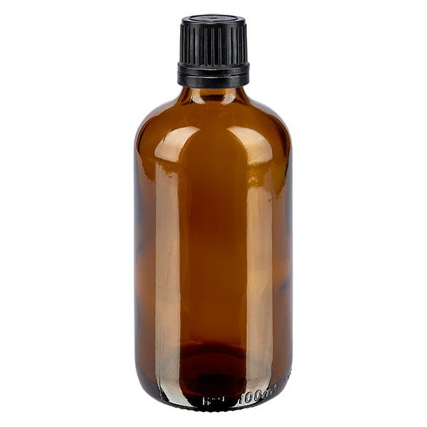 Flacone contagocce marrone 100ml OV nero/1mm ApoGlas Flacone contagocce marrone 100ml OV nero/1mm ApoGlas