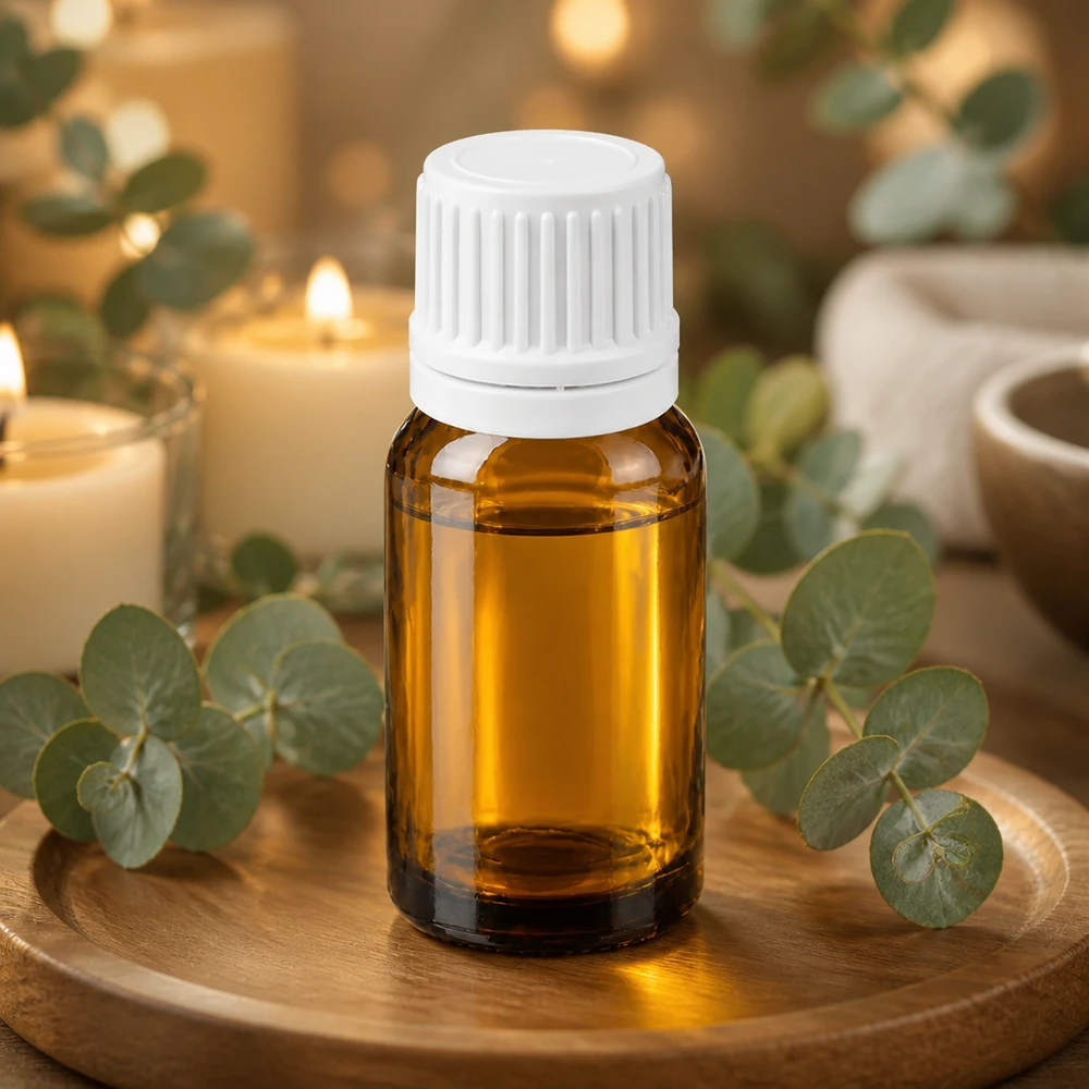 Flacone contagocce BrownLine da 10 ml con tappo bianco per applicazioni di aromaterapia