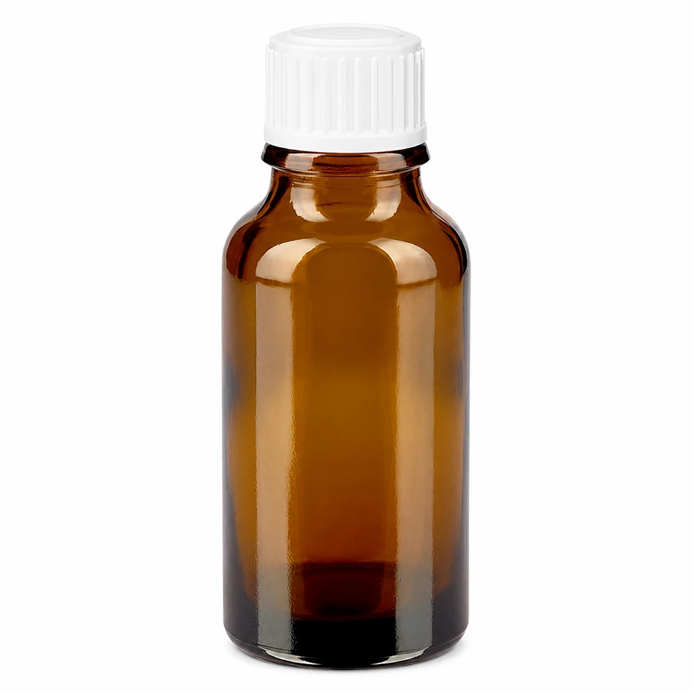 Apothekenflasche braun 20ml Schraubverschluss weiß Standard Braune Apothekerflasche 20ml Lichtschutzglas mit weißem Standardverschluss 11mm