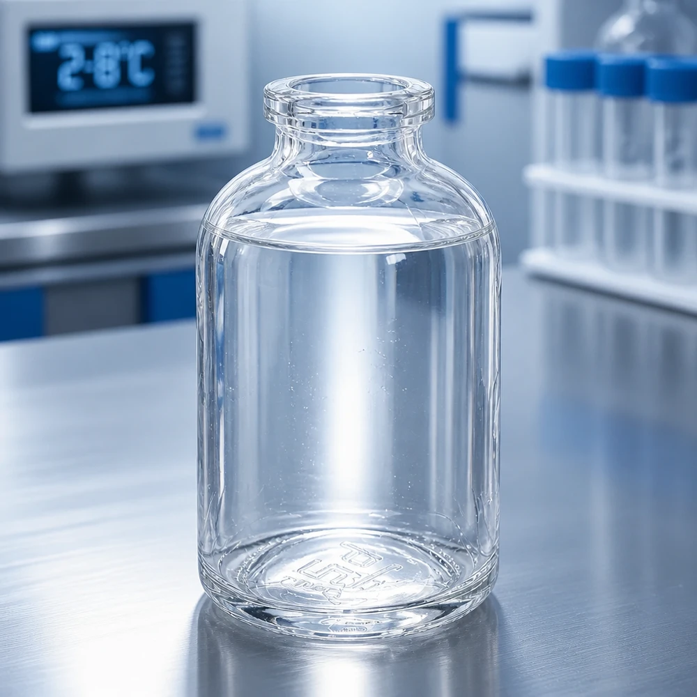 Injektionsflasche Klarglas 50ml Pharmaceutical Grade Injektionsflasche 50ml Klarglas bei kontrollierter Lagertemperatur