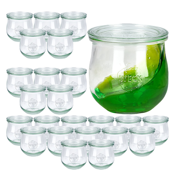 24er Set Weck Gläser 370ml Tulpenglas mit 24 Glasdeckeln