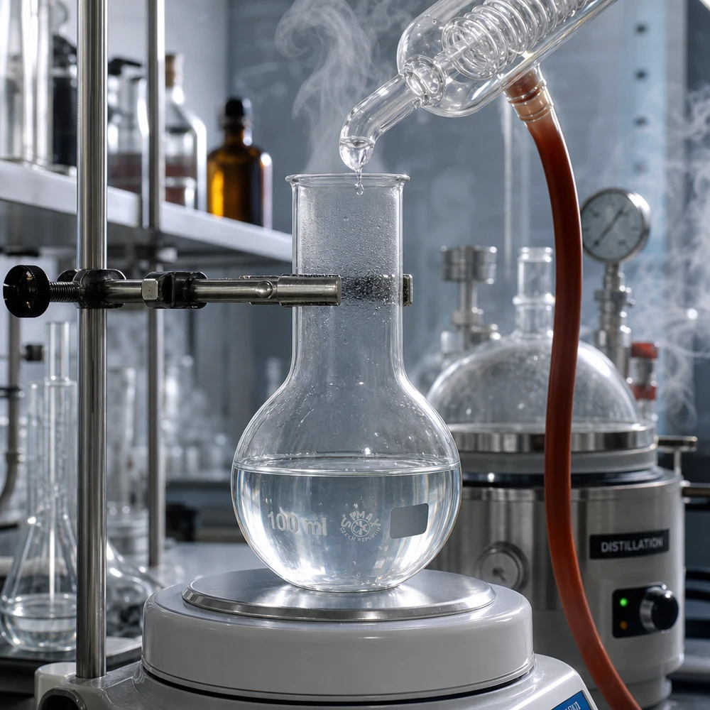 Pallone stand-up da 100 ml a parete sottile con collo largo per una rapida regolazione della temperatura durante le sintesi