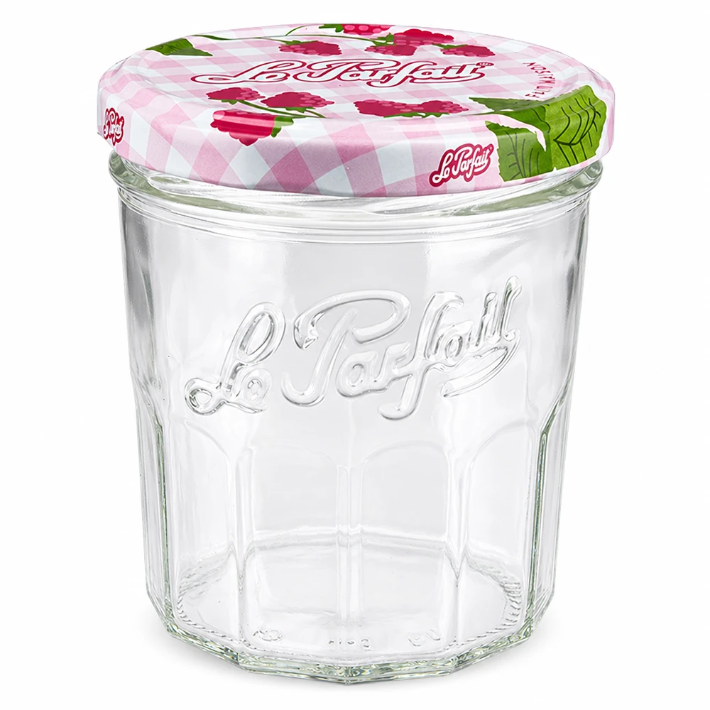 Le Parfait® Jam 324 ml Ø82 mm vaso marmellata Vaso vuoto Le Parfait da 324 ml con coperchio a vite con design lampone per marmellate e conserve