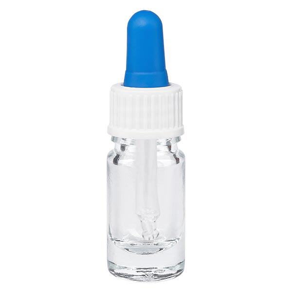 Bottiglia per pipetta trasparente da 5 ml OV bianco/blu ApoGlas Bottiglia per pipetta trasparente da 5 ml OV bianco/blu ApoGlas