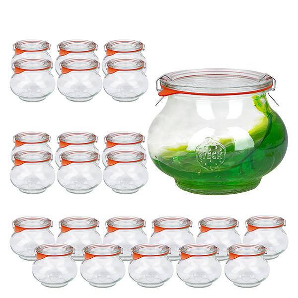 24er Set Weck Gläser 220ml Schmuckgläser, 1/4L Sturzgläser m