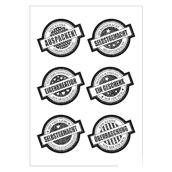 Sticker "Geschenk" (12 Aufkleber mit Glitzer) ø34mm