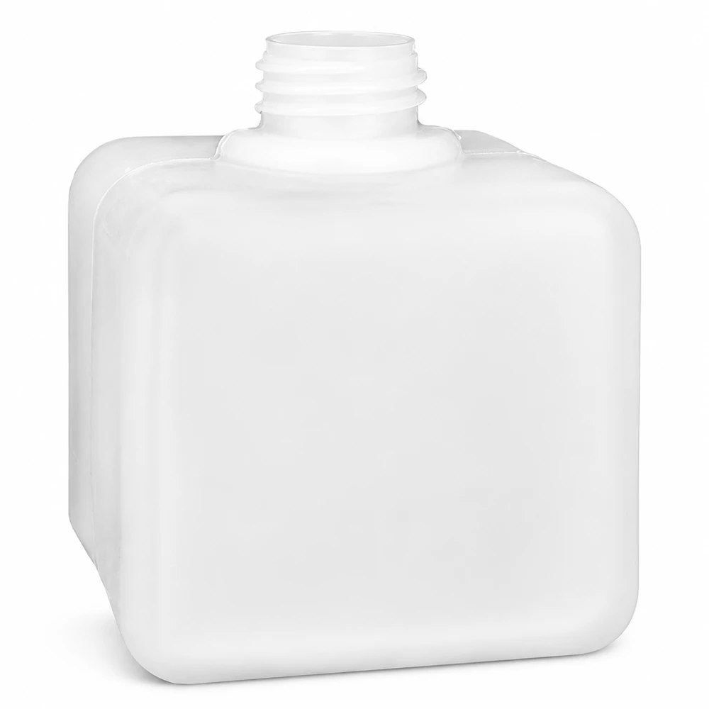 Flacon de produits chimiques de laboratoire, 500 ml, carré, en PE-HD blanc, sans bouchon, à col étroit GL32
