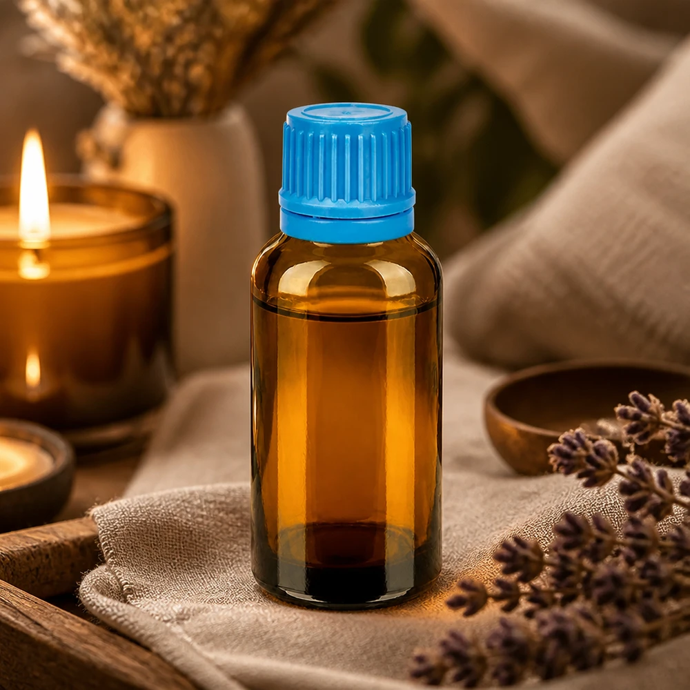 30ml Flasche 11mm Schraubverschluss blau Originalitätsverschluss BrownLine UT18/30 30ml hochwertige Glasflasche mit ergonomischem blauen Deckel für einfache Handhabung