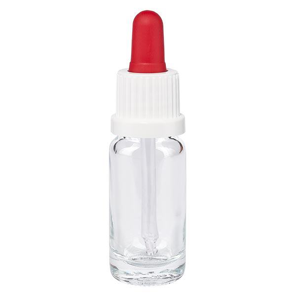 Bottiglia trasparente da 10ml con pipetta OV bianco/rosso ApoGlas Bottiglia trasparente da 10ml con pipetta OV bianco/rosso ApoGlas