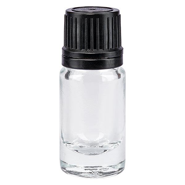Apothekenflasche klar 5ml Tropfverschluss Giessring 1mm schwarz Originalitätsverschluss