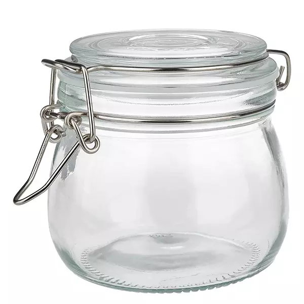 Bocal à provisions de 500 ml avec fermeture à étrier en verre transparent pour la cuisine et les provisions