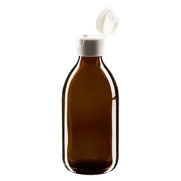 Flacone per medicinali da 250 ml marrone, con tappo flip-top ApoGlas Flacone per medicinali da 250 ml marrone, con tappo flip-top ApoGlas