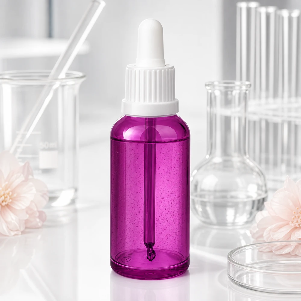 Bottiglia da 50ml con tappo a vite bianco Originality PurpleLine UT18/50 Flacone per pipette in vetro viola da 50 ml con tappo bianco per proteggere le sostanze sensibili alla luce