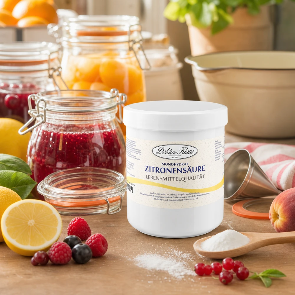 500g di acido citrico Doktor-Klaus Acido citrico 500g Doktor-Klaus per la preparazione di marmellate e la conservazione di frutta e bacche