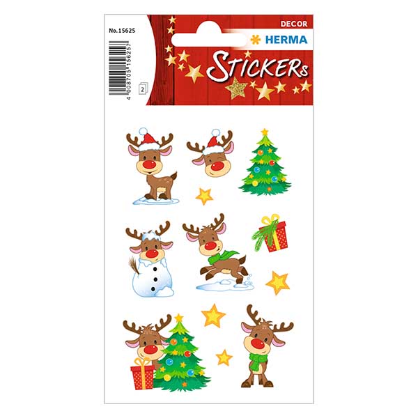 Adesivi "Rudolph" (24 adesivi con glitter) Adesivi "Rudolph" (24 adesivi con glitter)