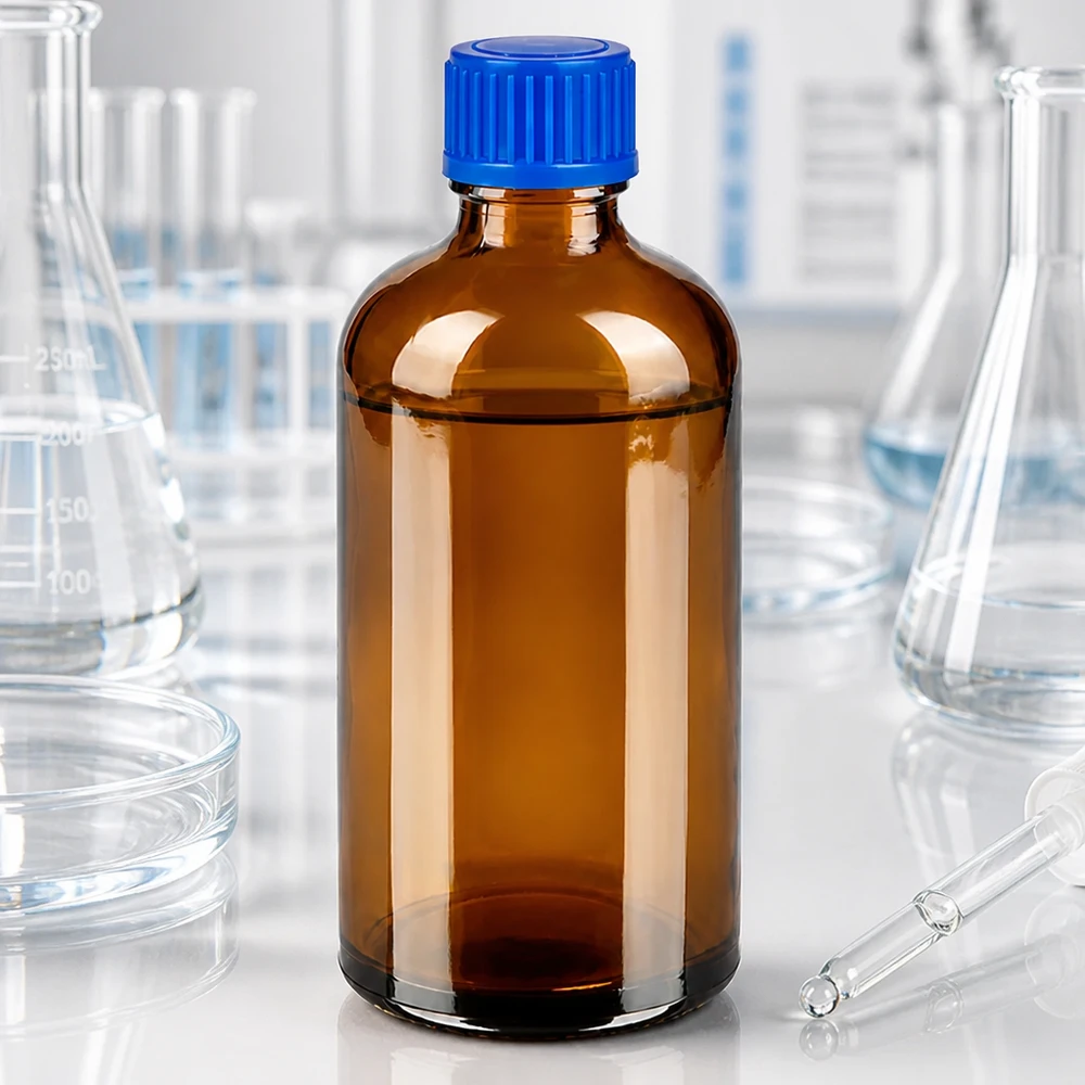 Bottiglia da 100ml 11mm SV blu STD BrownLine UT18/100 Bottiglia di vetro per lo stoccaggio di prodotti chimici da 100 ml con materiale resistente alla corrosione Qualità STD
