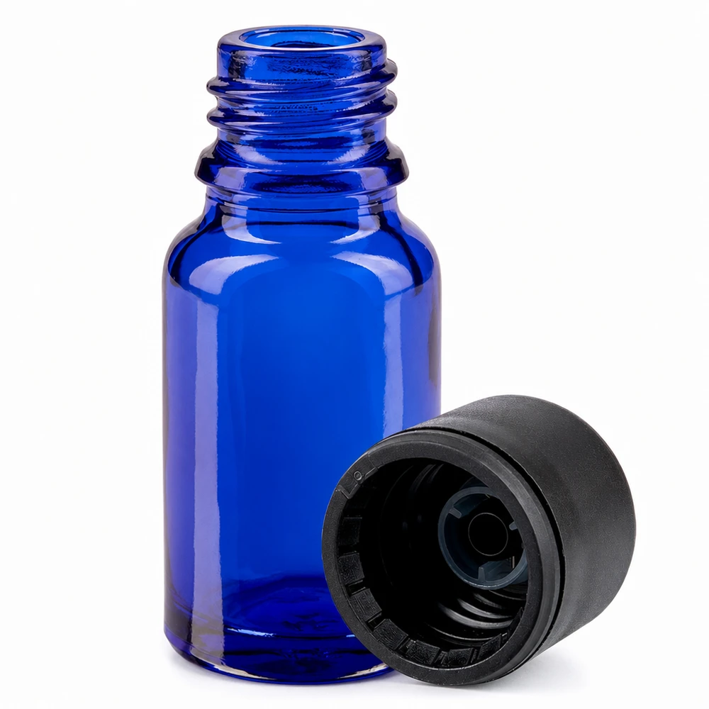 10ml Flasche 11mm Schraubverschluss schwarz Originalitätsverschluss BlueLine UT18/10 10ml Flasche 11mm Schraubverschluss schwarz Originalitätsverschluss BlueLine UT18/10