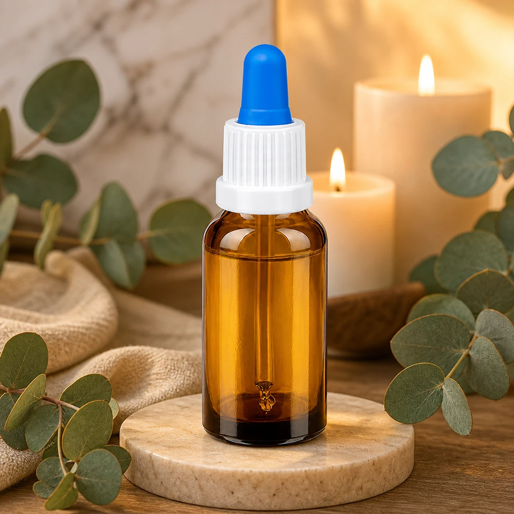20ml Pipettenflasche weiß/blau Originalitätsverschluss BrownLine UT18/20 Kleine 20ml Dosierflasche mit blauer Gummipipette und UT18/20 Gewinde für exakte Portionierung
