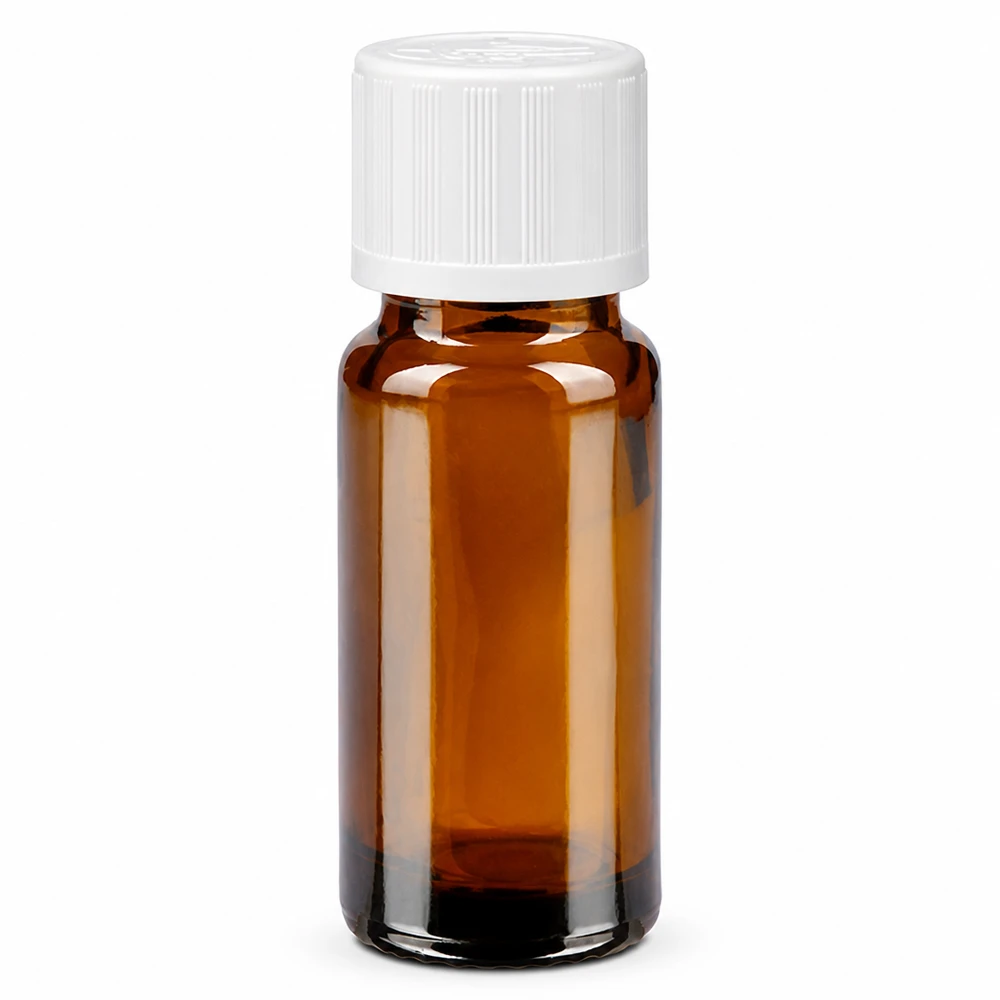 Amber Glasflasche 10ml mit kindersicherem weißen Drehverschluss Apothekenqualität