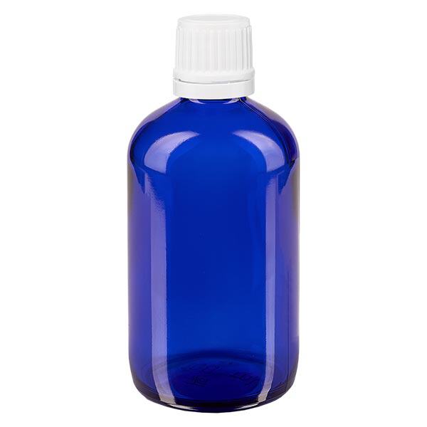 Flacone contagocce blu 100ml OV bianco/0,7mm ApoGlas Flacone contagocce blu 100ml OV bianco/0,7mm ApoGlas