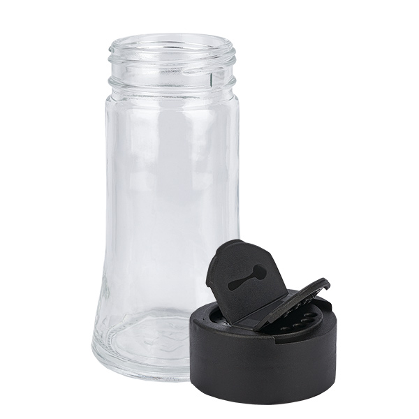 Barattolo per sale e spezie da 95 ml con doppio dosatore, nero Barattolo per sale e spezie da 95 ml con doppio dosatore, nero