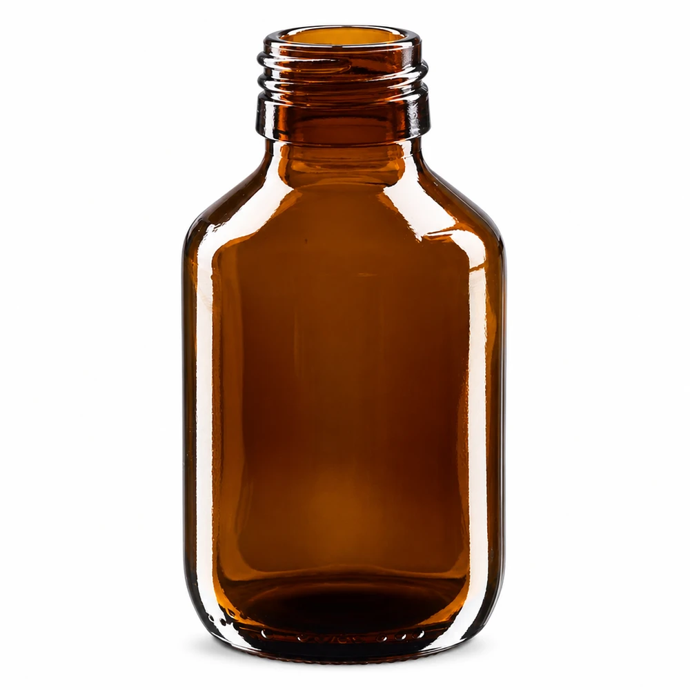 Flacone per medicinali da 100 ml marrone in ApoGlas di alta qualità senza tappo PP28