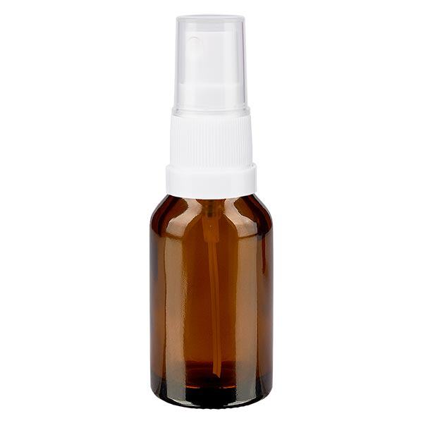 Bottiglia da farmacia marrone 15ml attacco spray bianco Bottiglia da farmacia marrone 15ml attacco spray bianco
