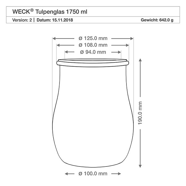 12er Set Weck Gläser 1750ml Tulpengläser mit 12 Glasdeckeln