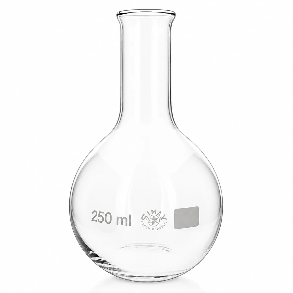 Pallone da 250 ml a collo stretto Fiaschetta a collo stretto da 250 ml in vetro resistente al calore con forma rotonda ergonomica