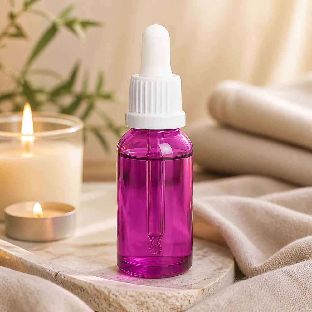 20ml Pipettenflasche weiss Originalität Schraubverschlusserschluss PurpleLine UT18/20 Stilvolle 20ml Pipettenflasche Purple für Wellness und Spa-Anwendungen