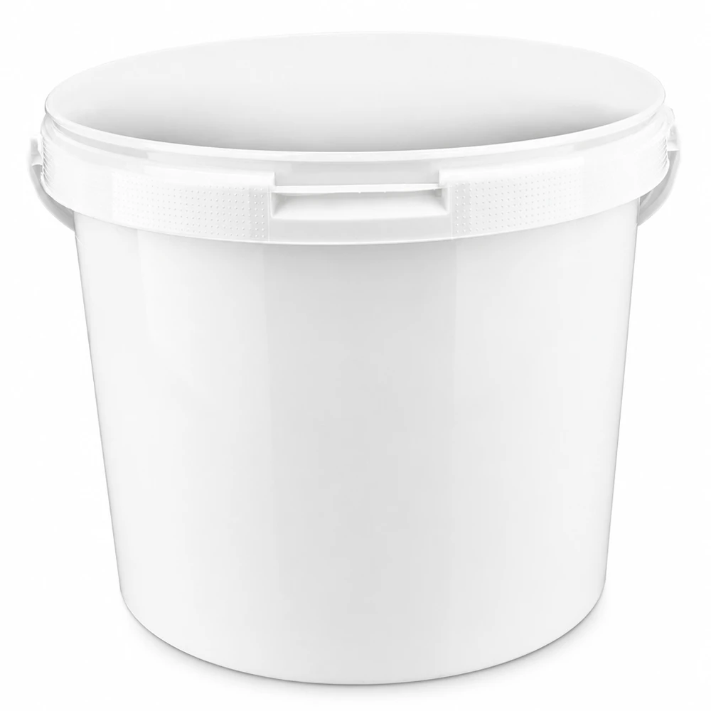 Eimer 5.6L aus weißem Kunststoff Polypropylen ohne Deckel Runder PP Eimer 5,6 Liter weiß lebensmittelecht ohne Deckel