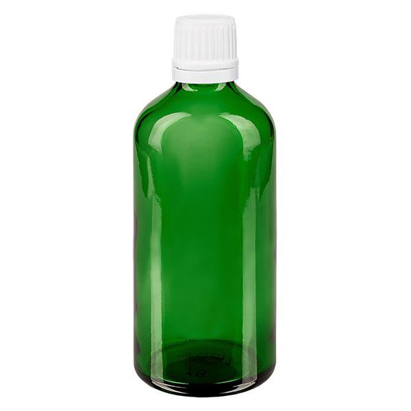 Bottiglia da farmacia verde da 100 ml. SV OV bianco/11mm ApoGlas Bottiglia da farmacia verde da 100 ml. SV OV bianco/11mm ApoGlas