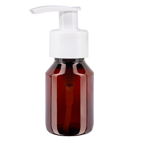 Flacone PET 50ml con pompa dosatrice bianco Flacone PET 50ml con pompa dosatrice bianco