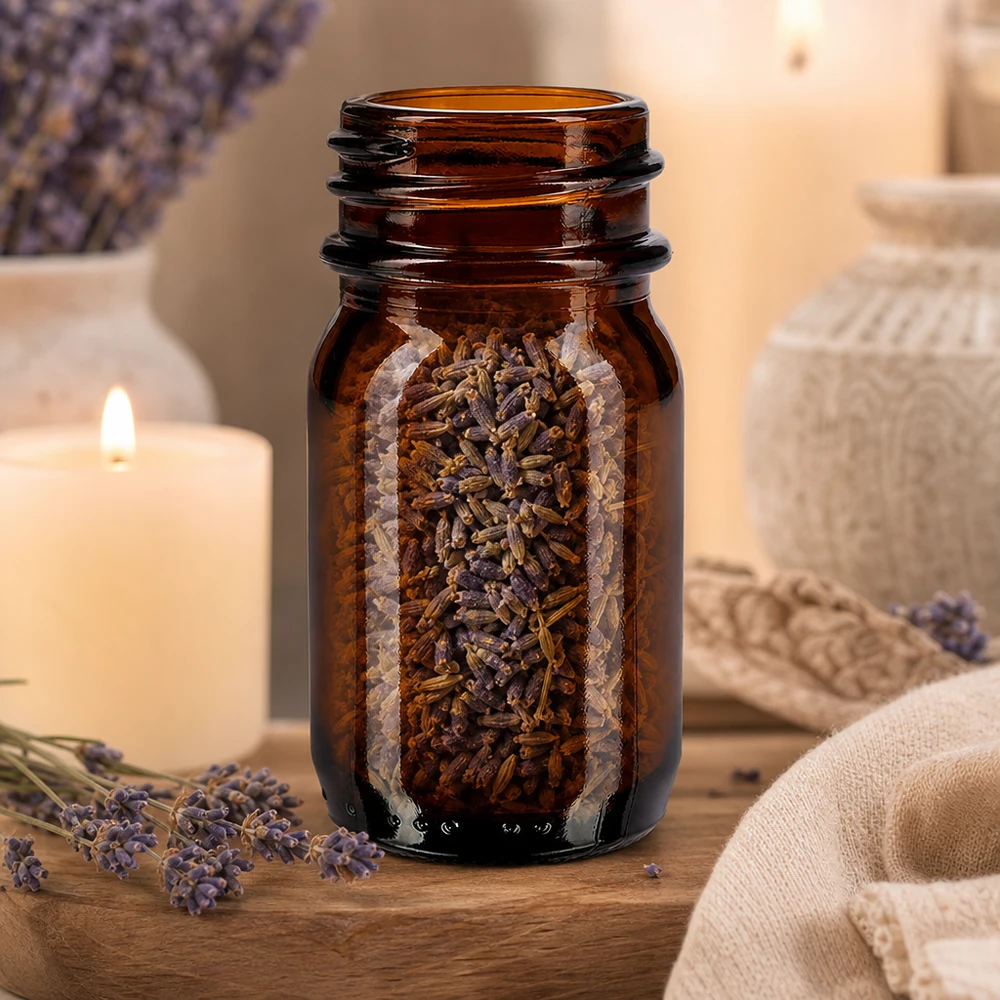 Bocal à col large en verre ambré 30 ml, goulot DIN 32, sans couvercle Petite bouteille en verre brun à col large de 30 ml pour les herbes et les épices