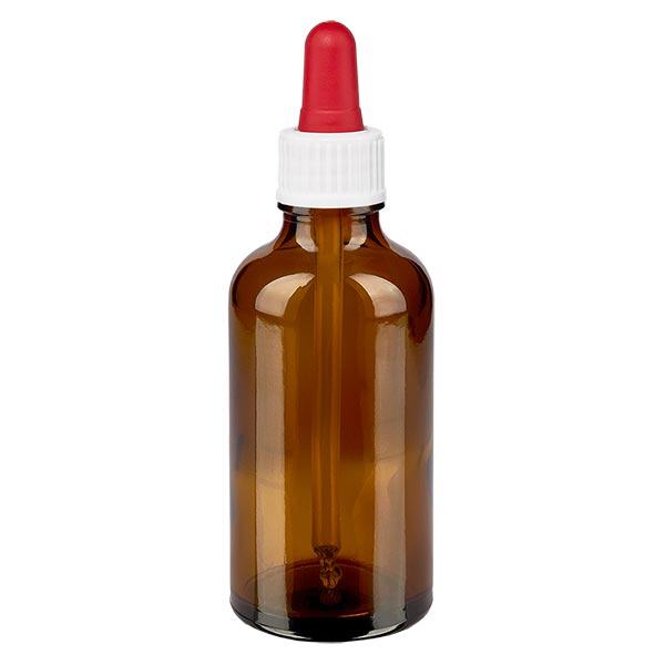 Bottiglia per pipette marrone da 50 ml OV bianco/blu ApoGlas Bottiglia per pipette marrone da 50 ml OV bianco/blu ApoGlas