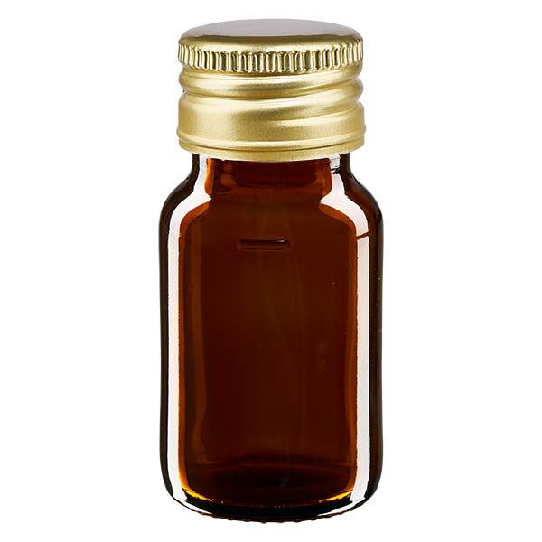 Bottiglia per medicinali da 30ml marrone, con tappo in alluminio dorato Apo Bottiglia per medicinali da 30ml marrone, con tappo in alluminio dorato Apo