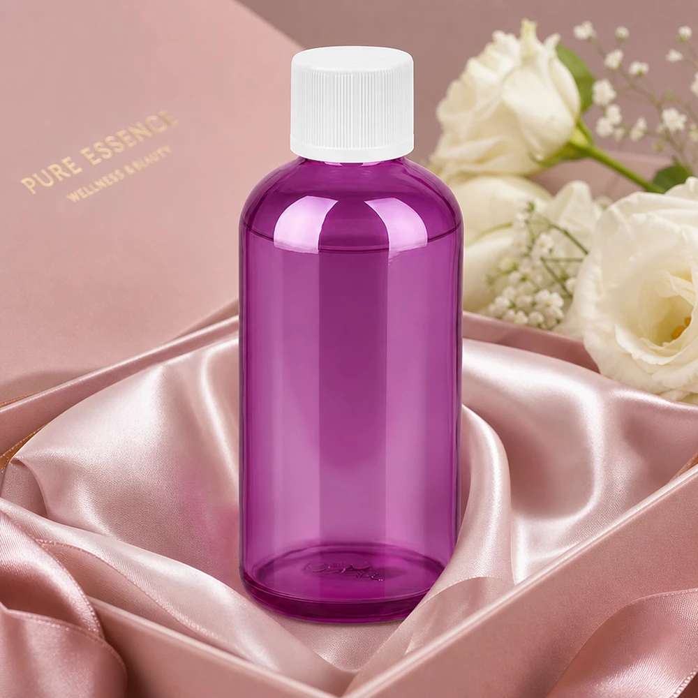 100ml Flasche 11mm Schraubverschluss weiß Standard Kindersicher PurpleLine. UT18/100 Chemikalienbeständige 100ml Kunststoffflasche violett für professionelle Anwendungen in Labor und Industrie