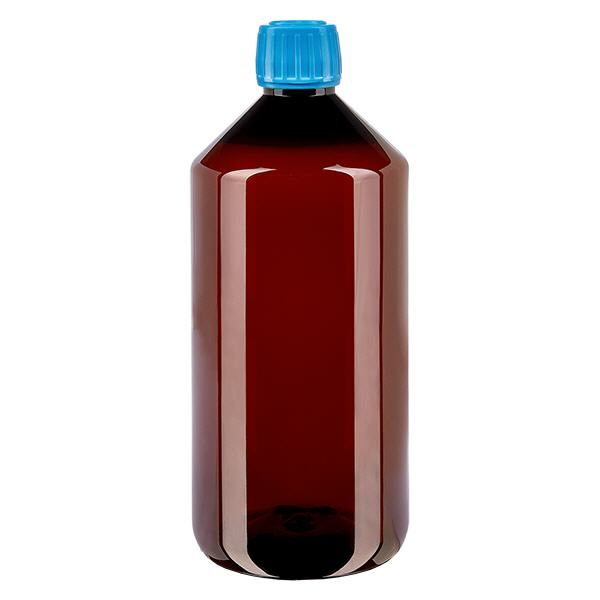 Bottiglia PET 1000ml con tappo blu OV Bottiglia PET 1000ml con tappo blu OV