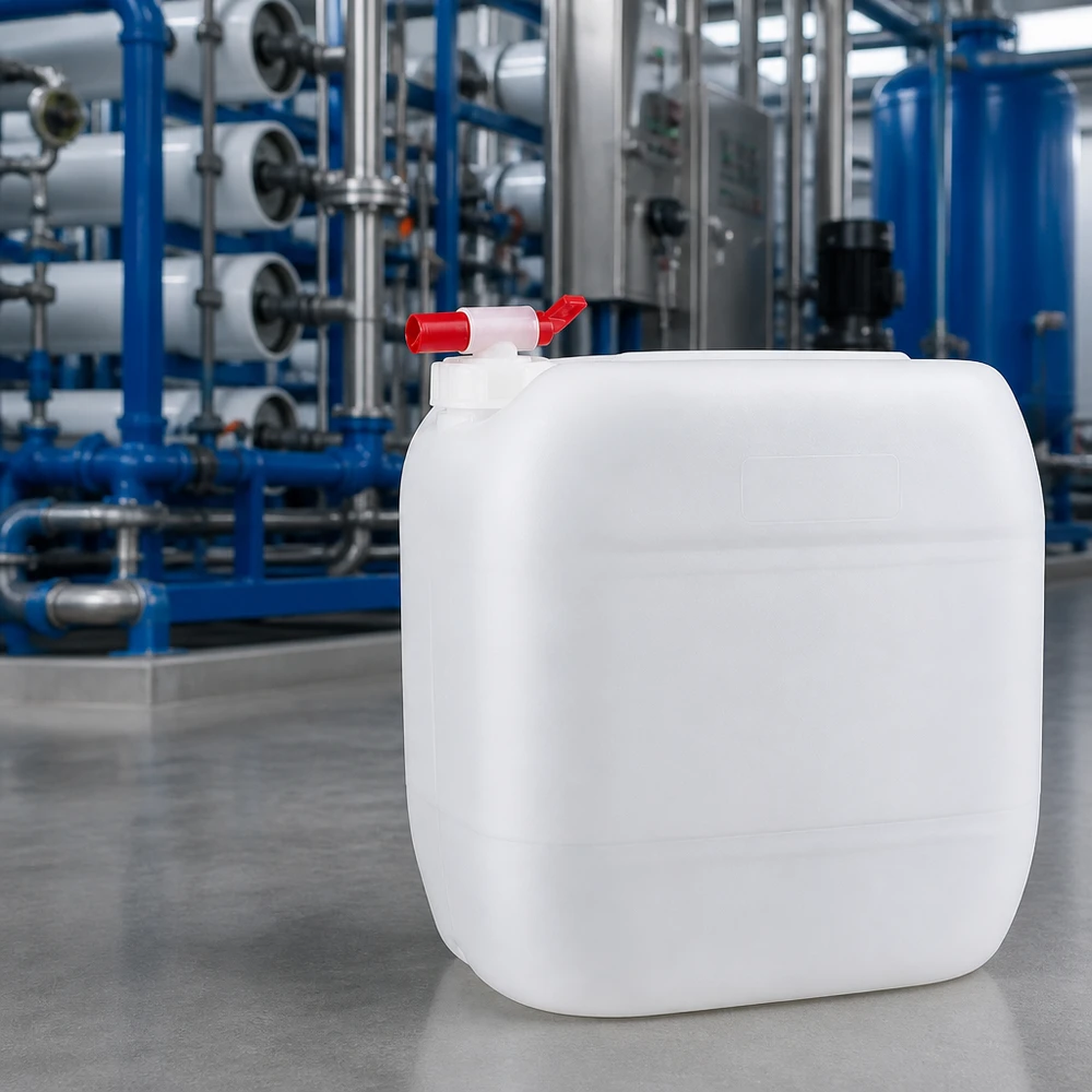 Kanister 30 Liter mit Auslaufhahn Robuster Rechteckkanister 30 Liter mit seitlichem Auslaufventil in Wasserwerk