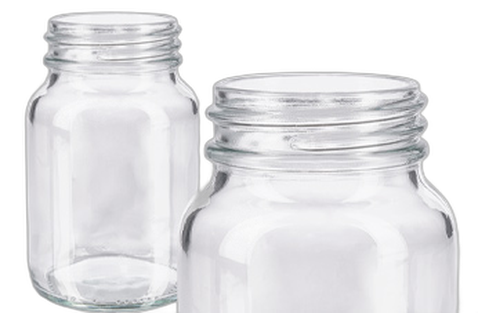 Bouteilles à col large transparentes sans bouchon
