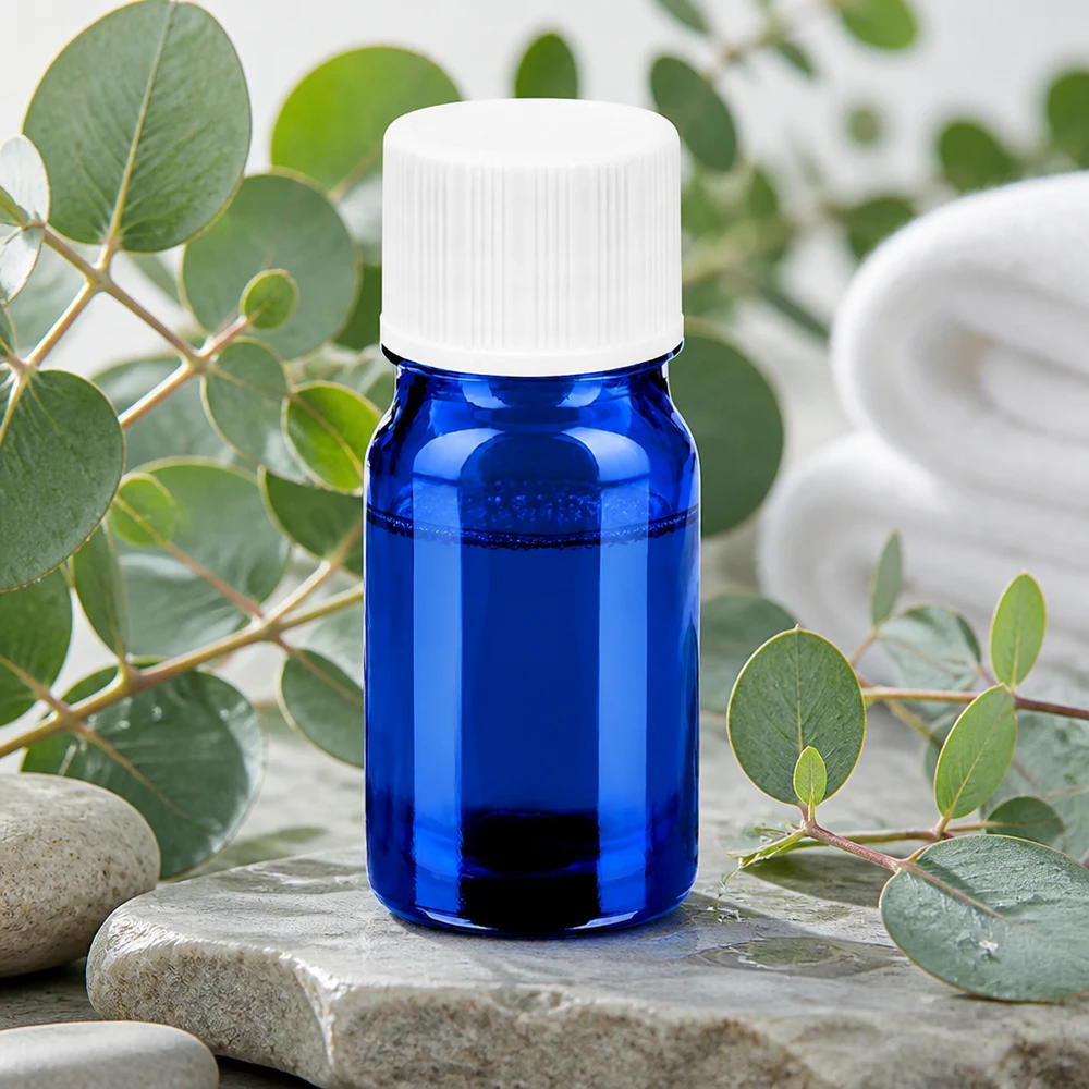 Flacone di precisione 5ml UT18/5 in vetro cobalto di alta qualità con tappo bianco a prova di perdite