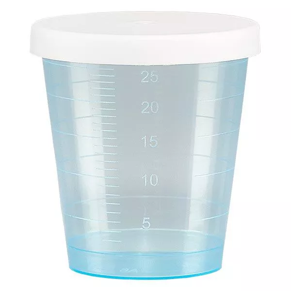 Gobelet à médicaments 30 ml + couvercle à déclic (gobelet pharmaceutique / verre à eau-de-vie) couleur : bleu Gobelet à médicaments 30 ml + couvercle à déclic (gobelet pharmaceutique / verre à eau-de-vie) couleur : bleu