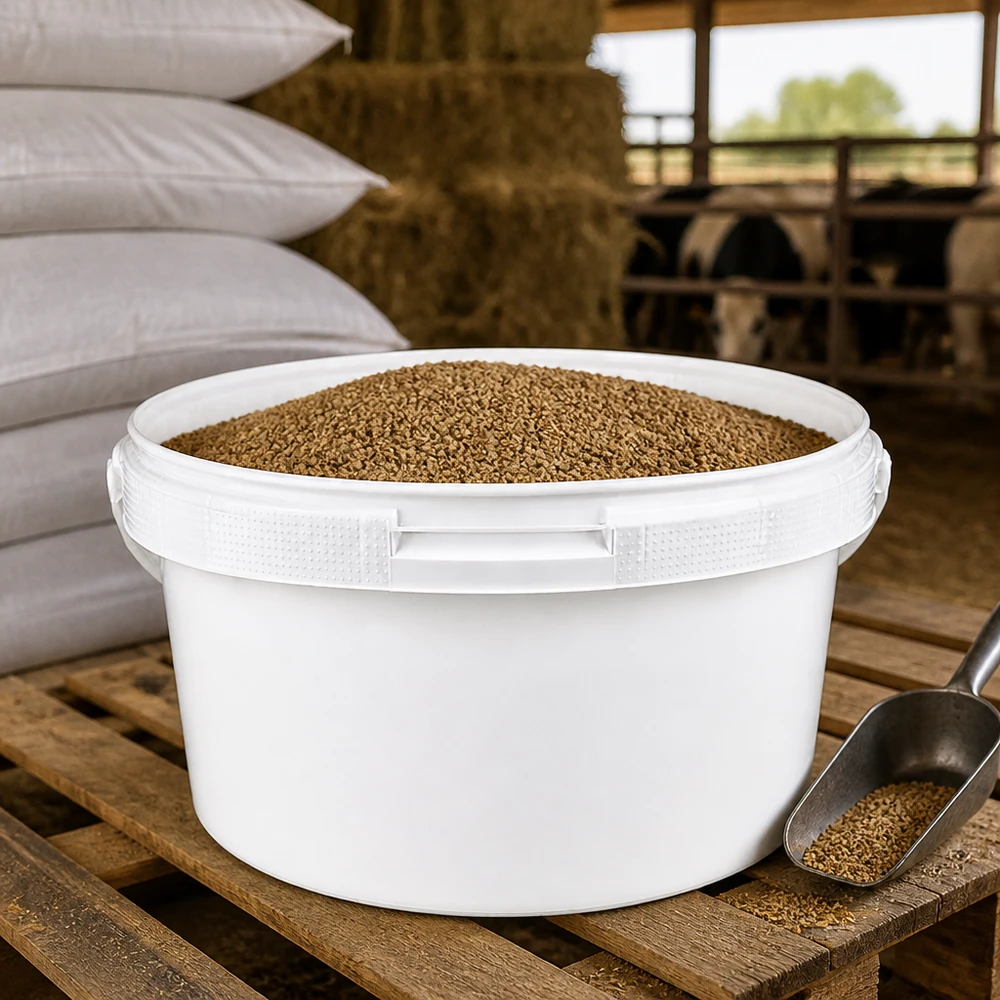 Lebensmittelechter Eimer 3,5L aus weißem Polypropylen für Tierfutter und Agrarbedarf