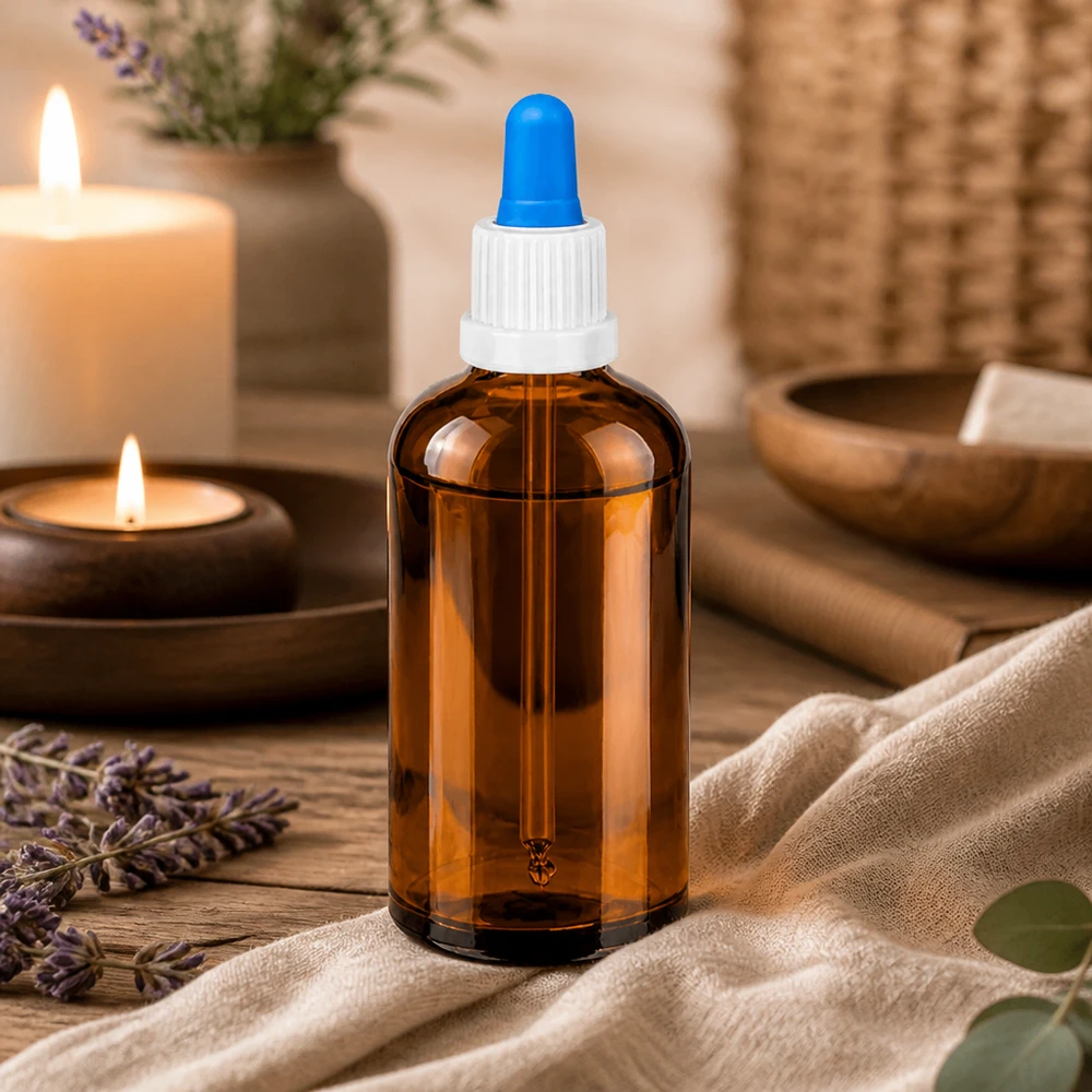 Flacone a pipetta protetto dalla luce 100ml con tappo dosatore preciso per la cosmesi e il benessere fai da te