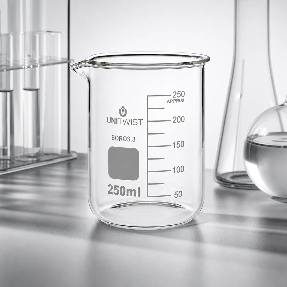 Bicchiere 250ml borosilicato, stampo basso UNiTWIST Bicchiere vuoto da 250 ml, forma bassa, in vetro borosilicato 3.3 trasparente di UNiTWIST
