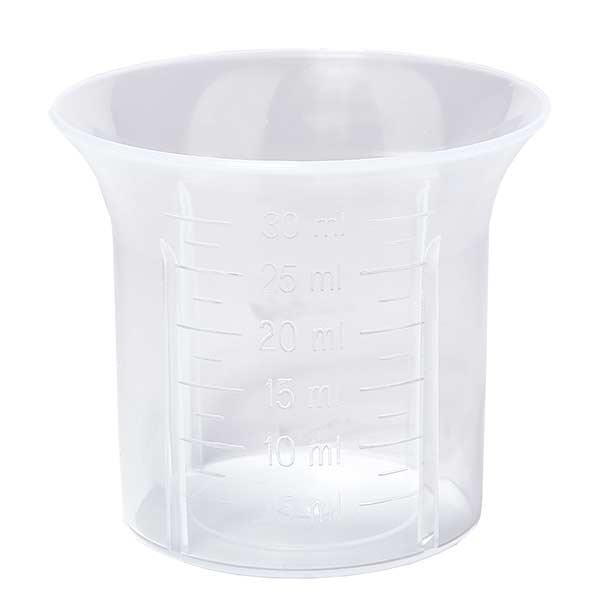 Bicchiere dosatore trasparente da 30 ml con scala ApoGlas Bicchiere dosatore trasparente da 30 ml con scala ApoGlas