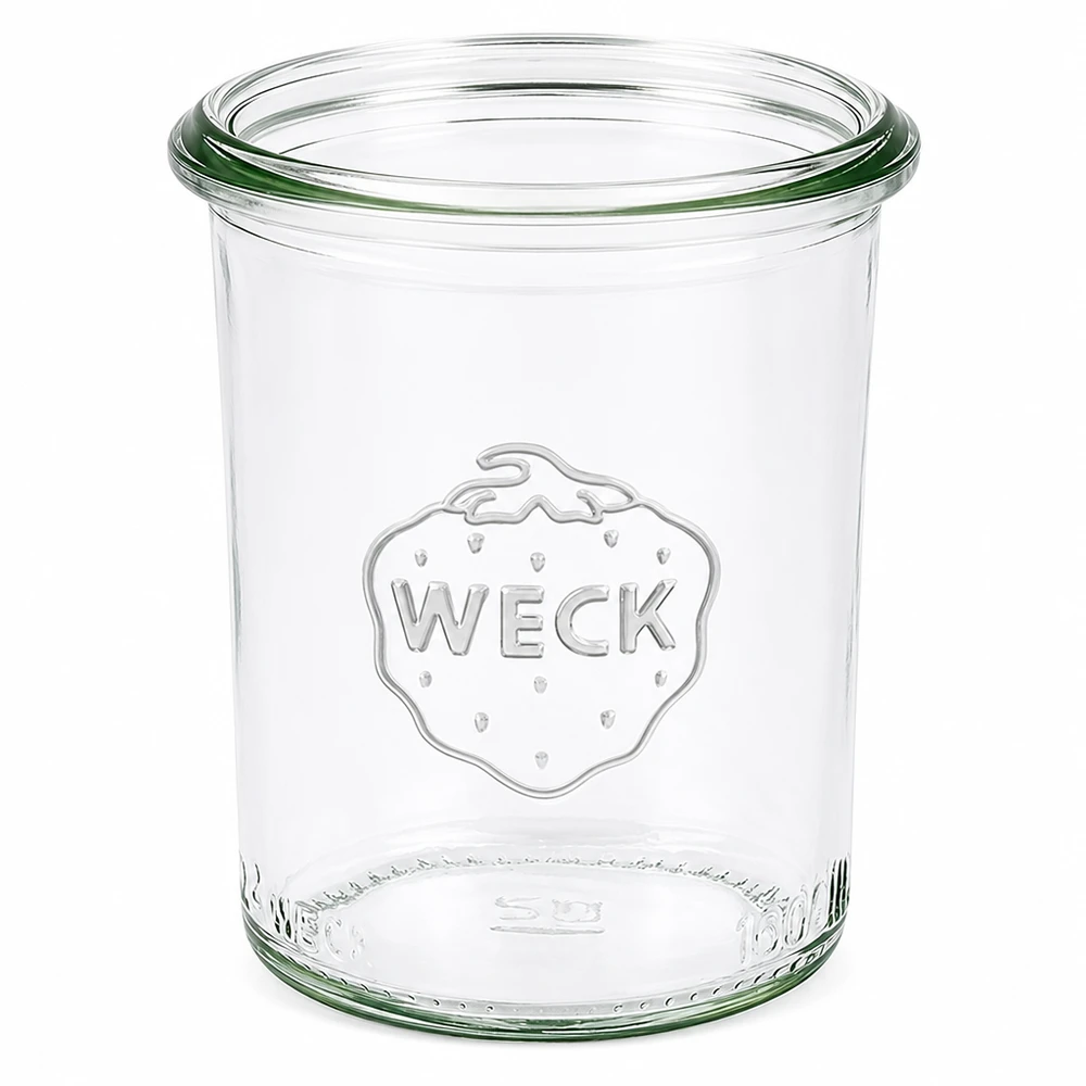 Barattolo da 160ml WECK RR60 Vaso da 160 ml WECK RR60 con logo in rilievo vaso da conserva trasparente senza coperchio