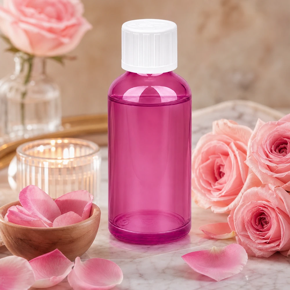 Flacone in vetro viola da 50 ml con filo UT18 perfetto per sieri fatti in casa