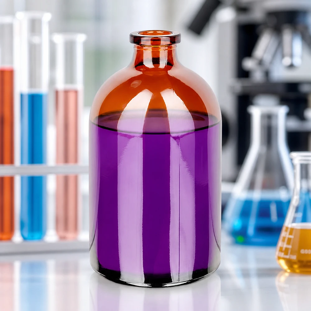 Injektionsflasche Braunglas 100ml 100ml Injektionsflasche Braunglas zur sterilen Medikamentenaufbewahrung in professioneller Laborumgebung