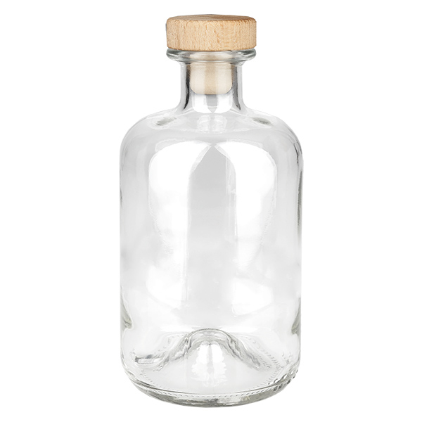 Flacone farmaceutico da 500 ml Luna con tappo in sughero con impugnatura in legno UNiTWIST® Flacone farmaceutico da 500 ml Luna con tappo in sughero con impugnatura in legno UNiTWIST®